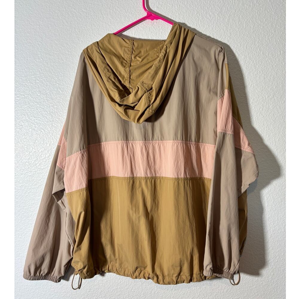 American Eagle Women's Windbreaker Jacket Size XL Colorblock 1/4 Zip Hooded - Picture 2 of 5